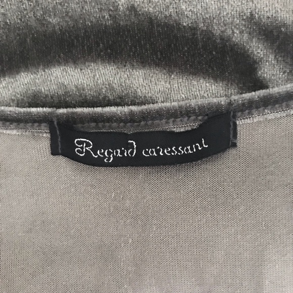 Silver Velour Wrap Top Long Sleeve - Picture 6 of 7